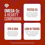Heart Health Essential Omega III Fish Oil with Vitamin E – High EPA & DHA for Heart, Triglyceride & Blood Flow Support, Lemon Oil, Gluten-Free, Non-GMO, 60 Servings