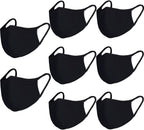 comfso 8 Pack Organic Cotton Face Cover Washable and Reusable - Black Travel Face Mask, Mouth Protection Cloth Masks with Nose Bridge Wire - Soft Fabric for Women Men Outdoor