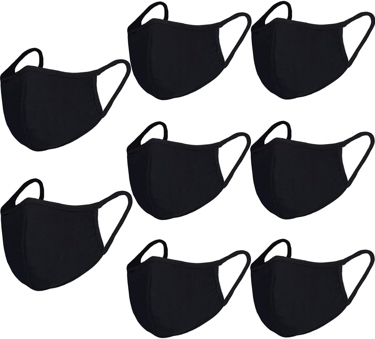 comfso 8 Pack Organic Cotton Face Cover Washable and Reusable - Black Travel Face Mask, Mouth Protection Cloth Masks with Nose Bridge Wire - Soft Fabric for Women Men Outdoor
