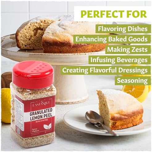 Eastanbul Lemon Peel, 4.41oz, Dried Lemon Peel for Baking, Cooking, Marinades, and Rubs, Perfect for Tea, Granulated, Citrus Spice, Mediterranean Spice, Gluten Free, No Preservatives