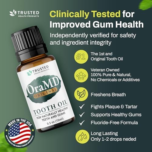 OraMD 4-in-1 Original Strength Tooth Oil- Clinically Tested Gum Disease Treatment, Gingivitis Treatment, Periodontal Disease Treatment, Sensitive Teeth and Gums - All-Natural Solution (1-Pack)