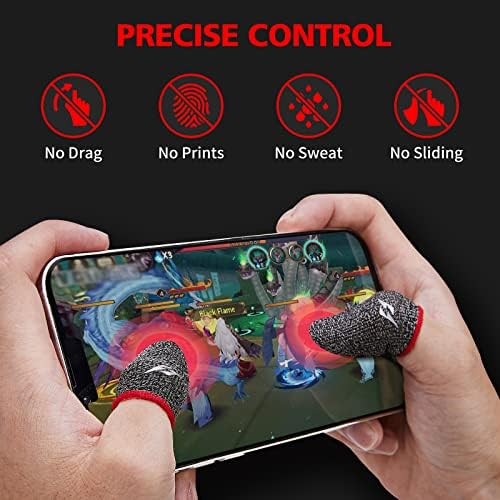 6 Pack Gaming Finger Sleeves Thumb Sleeve for Mobile Game Controller for PUBG Anti-Sweat Breathable Seamless (Charcoal Gray Blue)
