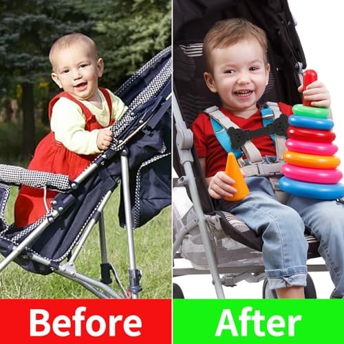Anti Escape Strap Lock Baby Harness Chest Clip, Baby Safety Strap Prevent Children/Kids Taking Their Arms Out of High Chairs/Strollers/Baby Reins(2 Pack, Bear-Shaped)
