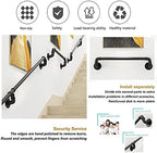 XFSHKJS Stairs Banister Handrail,30-600cm Complete Kit Handrail for Indoor Outdoor Steps,Curved Design Metal Wrought Iron External Outside Wall Mount (Size : 1ft/30cm)