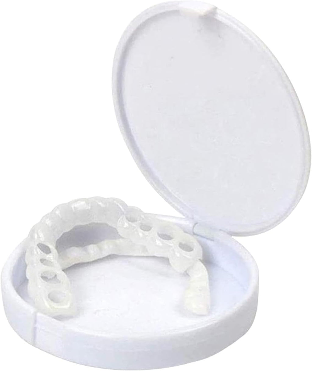 1 pair Dentures Veneers Tooth, Adjustable Snap Fake Teeth, Temporary Teeth Covering Imperfect for Anti Molar Orthodontic Cosmetic Teeth, Smile Snap Tooth, Nature and Comfortable Veneers(White)