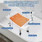 Shower Chair Bath Stool Seat 350 Lbs, Height Adjustable Bath Bench with Padded Seat for Seniors, Shower Stool Chair for Inside Shower, Shower Seat Stool with Heavy Duty Crossbar Support (Orange)