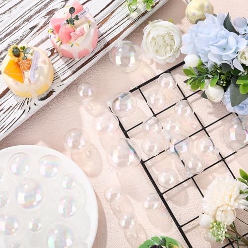 Jenaai 100 Pieces Clear Bubble Balls Cake Toppers Mini Plastic Clear Pearl Ball Cupcake Toppers for Baby Shower Mermaid Birthday Party Wedding Anniversary Decor