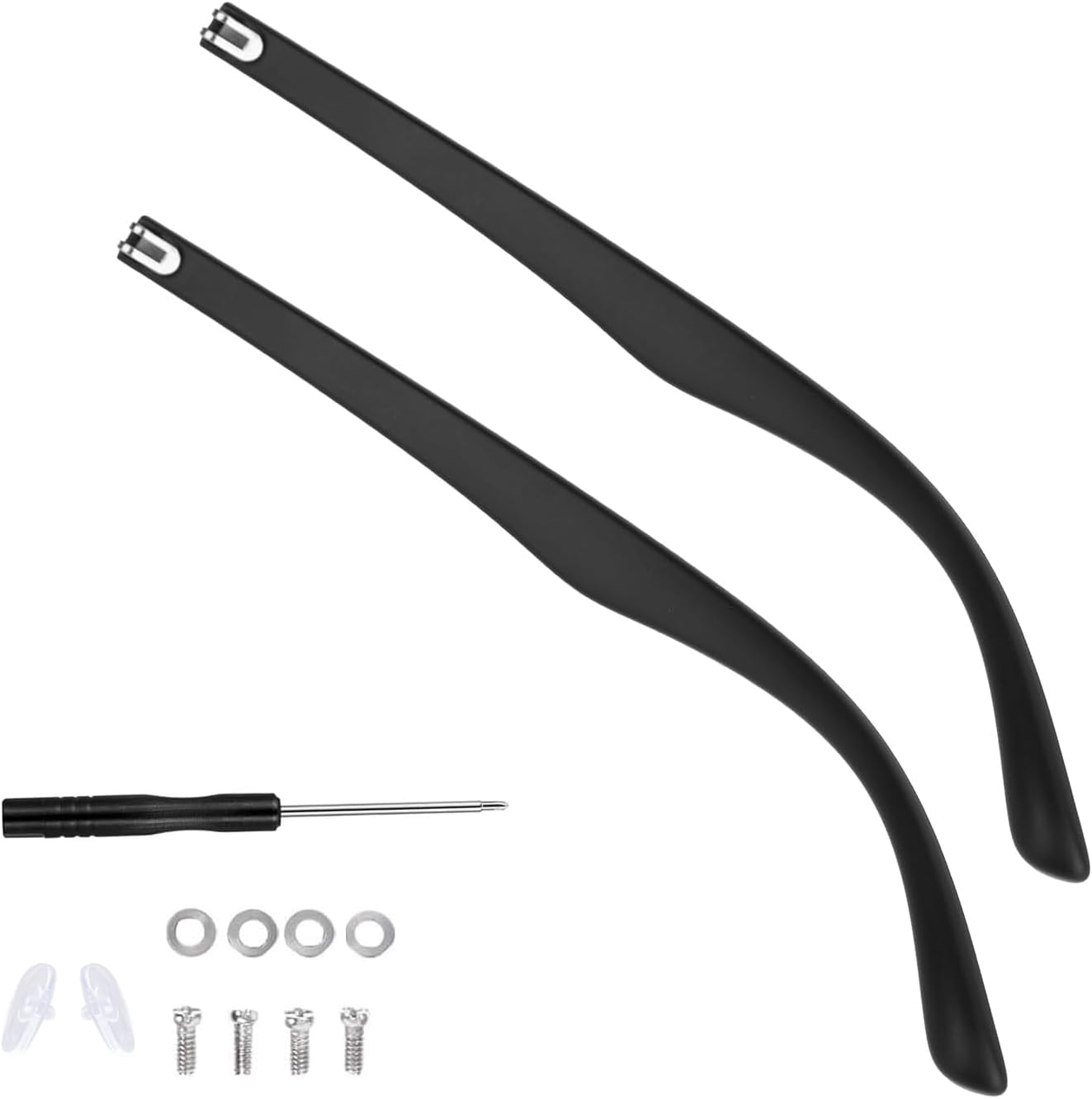 1 Pair Glasses Replacement Temple,TR90 Glasses Legs Replacement Eyeglass Arm Replacement, Glasses Repair Kit with Screws, Washers, Screwdrivers, Nose Pads
