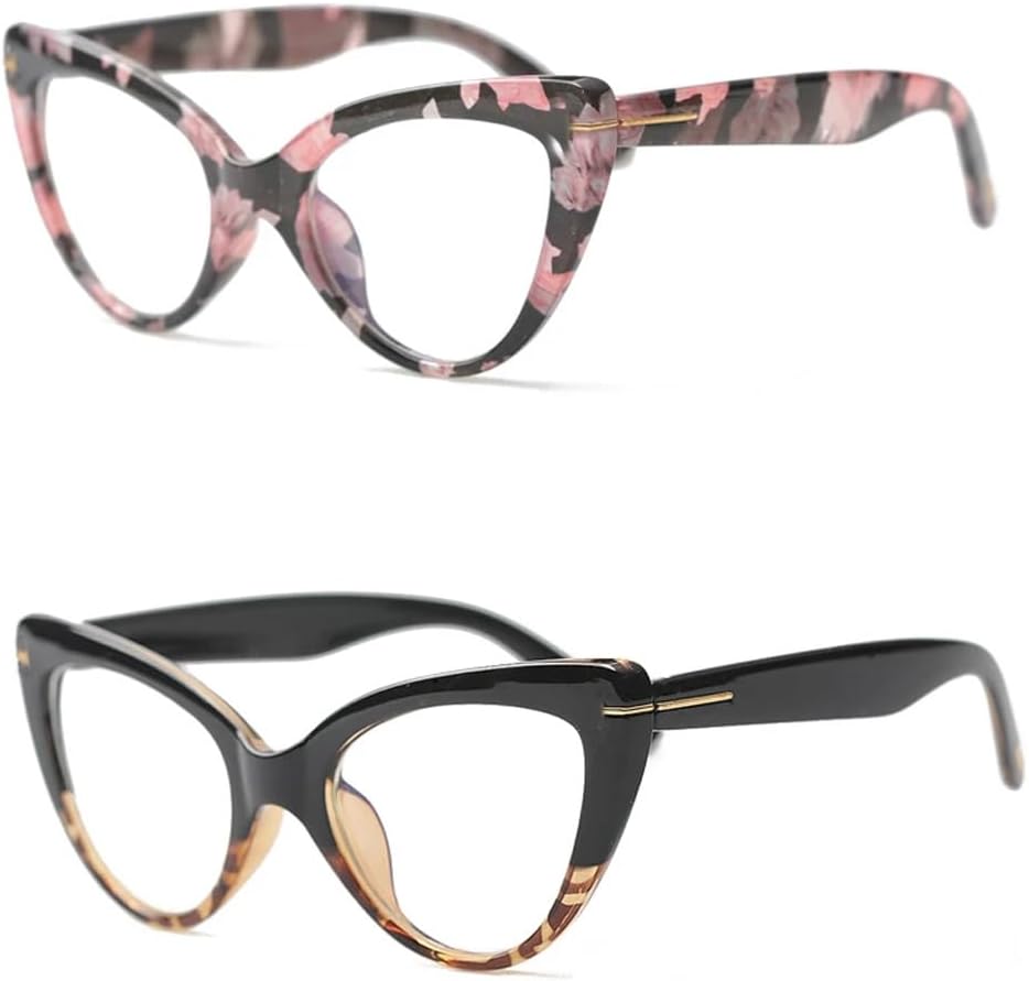 Cat Eye Reading Glasses for Women,Fashion Oversized Ladies Readers(2 Mixed Color,1.75)