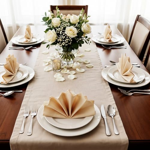200 PCS Disposable Paper Napkins, 2-Ply Eco Unbleached Brown Dinner Napkins, Compostable Plant-Based Pulp Wedding Dinner Napkin Bulk, 16×16in, Bathroom Hand Towels