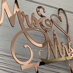 Mrs & Mrs Cake Topper-Wedding and Anniversary Cake Topper,Gay and Lesbian,LGBT Marriage Union,Love is Love (Mirror Rose Gold Acrylic)