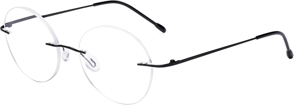 Eyekepper Frameless Reading Glasses Women - Round Rimless Readers Men Black +2.25