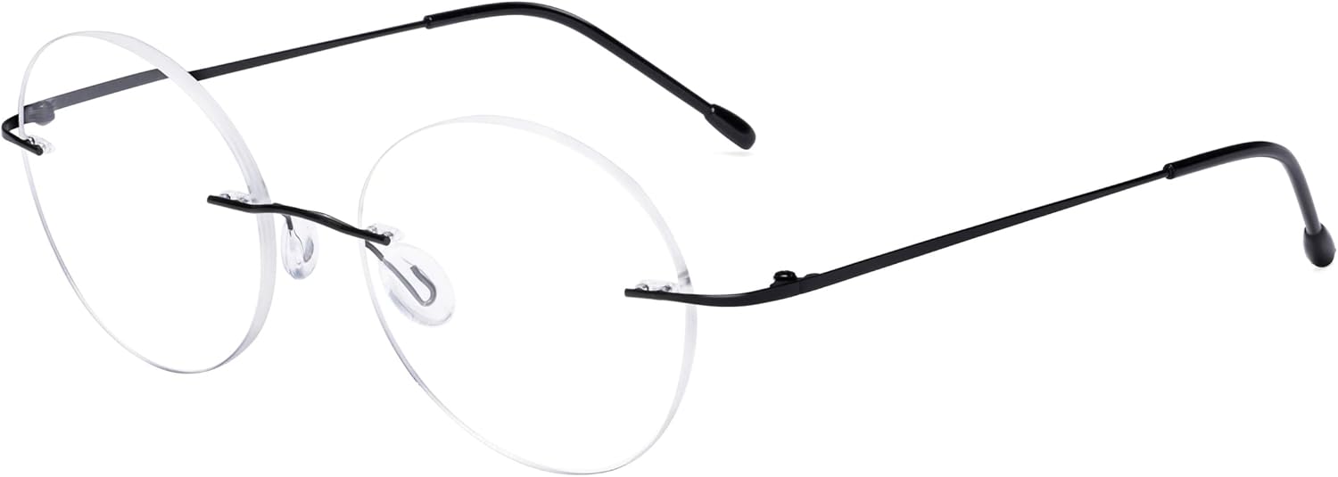 Eyekepper Frameless Reading Glasses Women - Round Rimless Readers Men Black +0.50