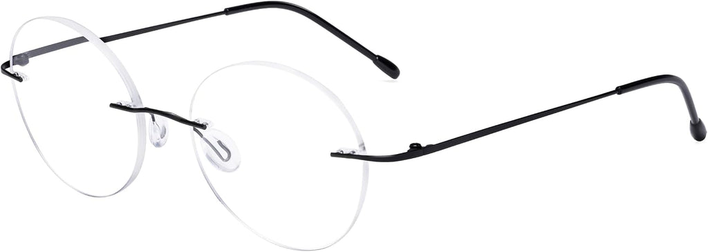 Eyekepper Frameless Reading Glasses Women - Round Rimless Readers Men Black +3.00