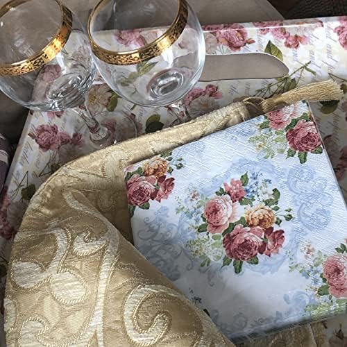 Ambiente 20-ct 13x13 Blue & Pink Floral Napkins for Decoupage, Tea Party, Brunch, Lunch, Gift Box, Paper, 3-Ply