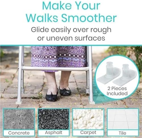 Walker Glides 4 Pieces Walker Ski Glides Foot Mat for Walking Frame Anti-Slip Walker Glide Skis Heavy Duty Walking Frame Foot Mat for Asphalt for Seniors Safety Stability