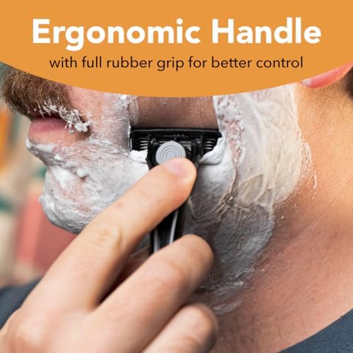BIC Flex 4 Refillable Razors for Men, Long-Lasting 4 Blade Razors for Sensitive Skin, 1 Handle and 7 Cartridges, 8 Piece Shaving Kit
