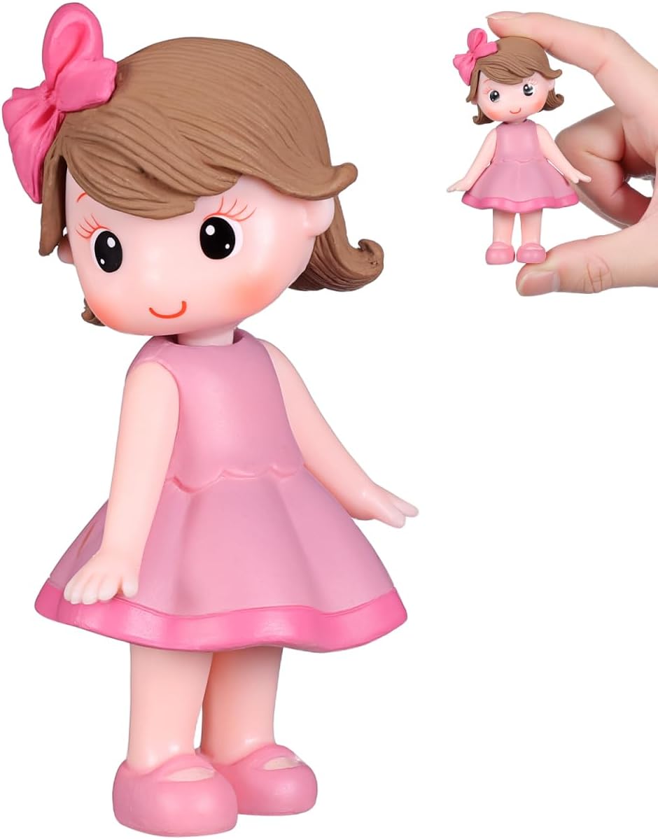 STOBOK Cake Dessert Ornament Doll Cakes Toppers Girls Princess Figurine Dolls Birthday Party Cakes Toppers for Kids Birthday Party Cake Decoration Pink Car Decor