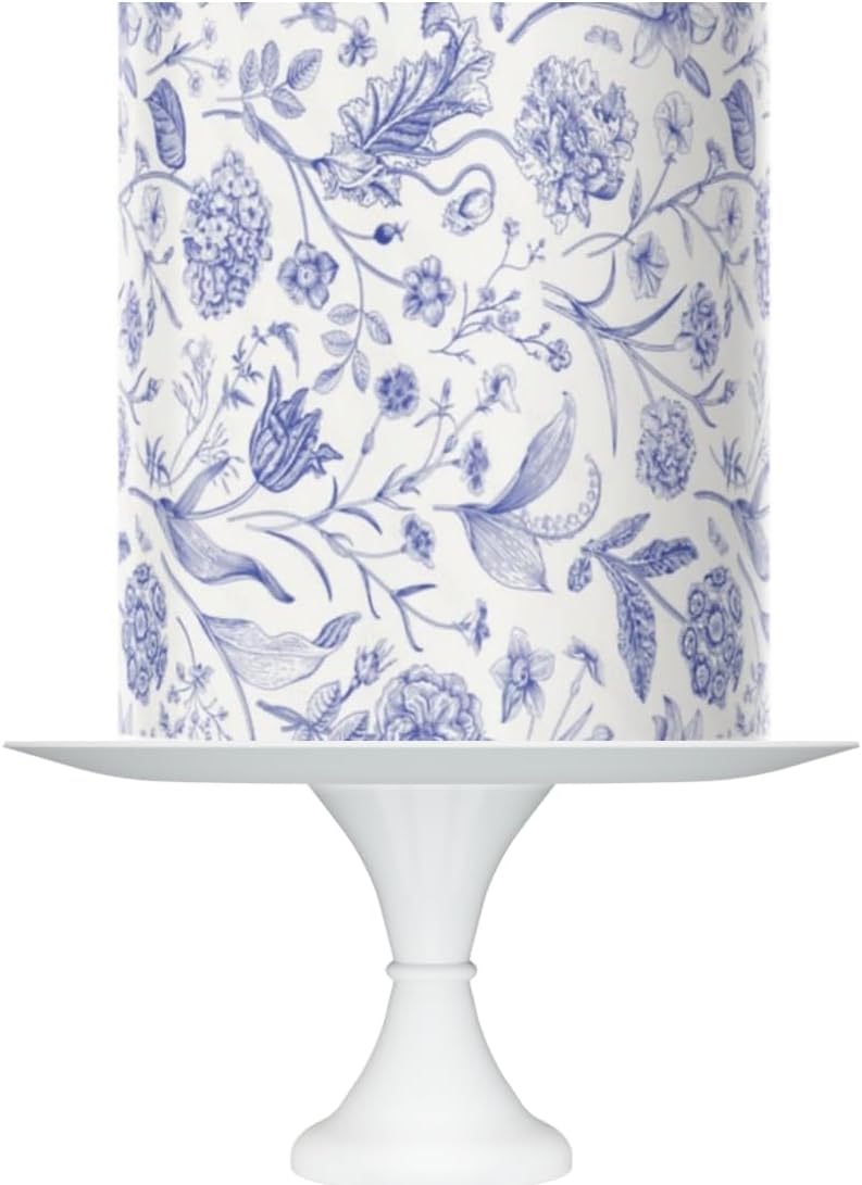 Blue Floral Toile Pattern Cake topper Wrap Icing Sheet, 8x10 inches, Baby Shower Cake Decorating, Blue toile de jouy baby shower cake topper wrap icing sheet, baby blue floral pattern cake wrap