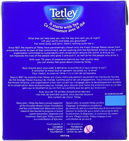 Tetley Orange Pekoe Tea, 144 Count Tea Bags, 454g/1lb, (Imported from Canada}
