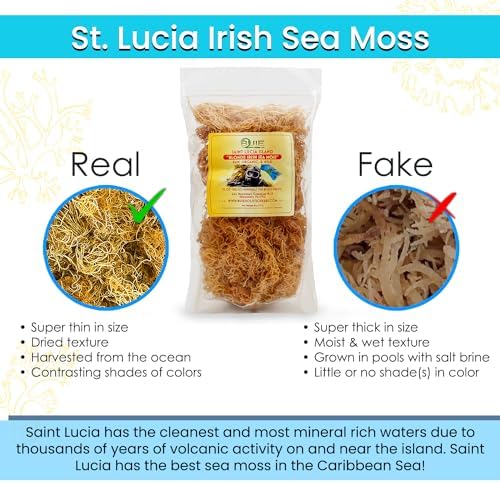 Golden Irish Sea Moss | Wildcrafted from St. Lucia | 16oz Makes ~240+ oz Sea Moss Gel | 100% Natural, Raw & Sun-Dried | Dr. Sebi Inspired, Nutrient-Rich Irish Moss for Health & Wellness