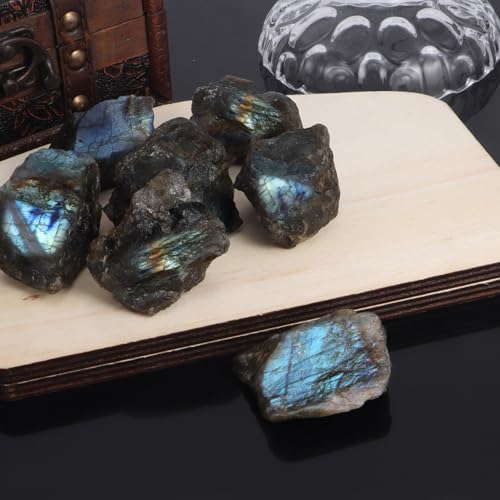 1Lb Raw Labradorite Stones Healing Crystals Natural Rough Gemstone Bulk for Jewelry Making, Healing, Meditation, Reiki, Decoration, Polishing, Wicca & Reiki