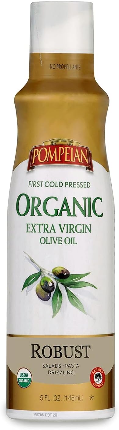 Pompeian USDA Certified Organic Extra Virgin Olive Oil Non-Stick Cooking Spray, No Propellants, 5 Fl Oz