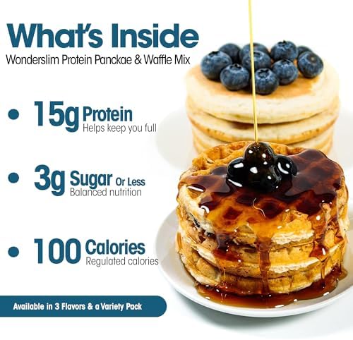 Wonderslim Protein Pancake & Waffle Mix, Blueberry, Low Sugar & Low Calorie (7ct)