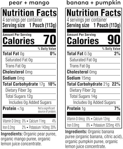Stage 2 Variety Pack - Pear + Mango & Banana + Pumpkin, 4oz Pouch (Pack of 8)