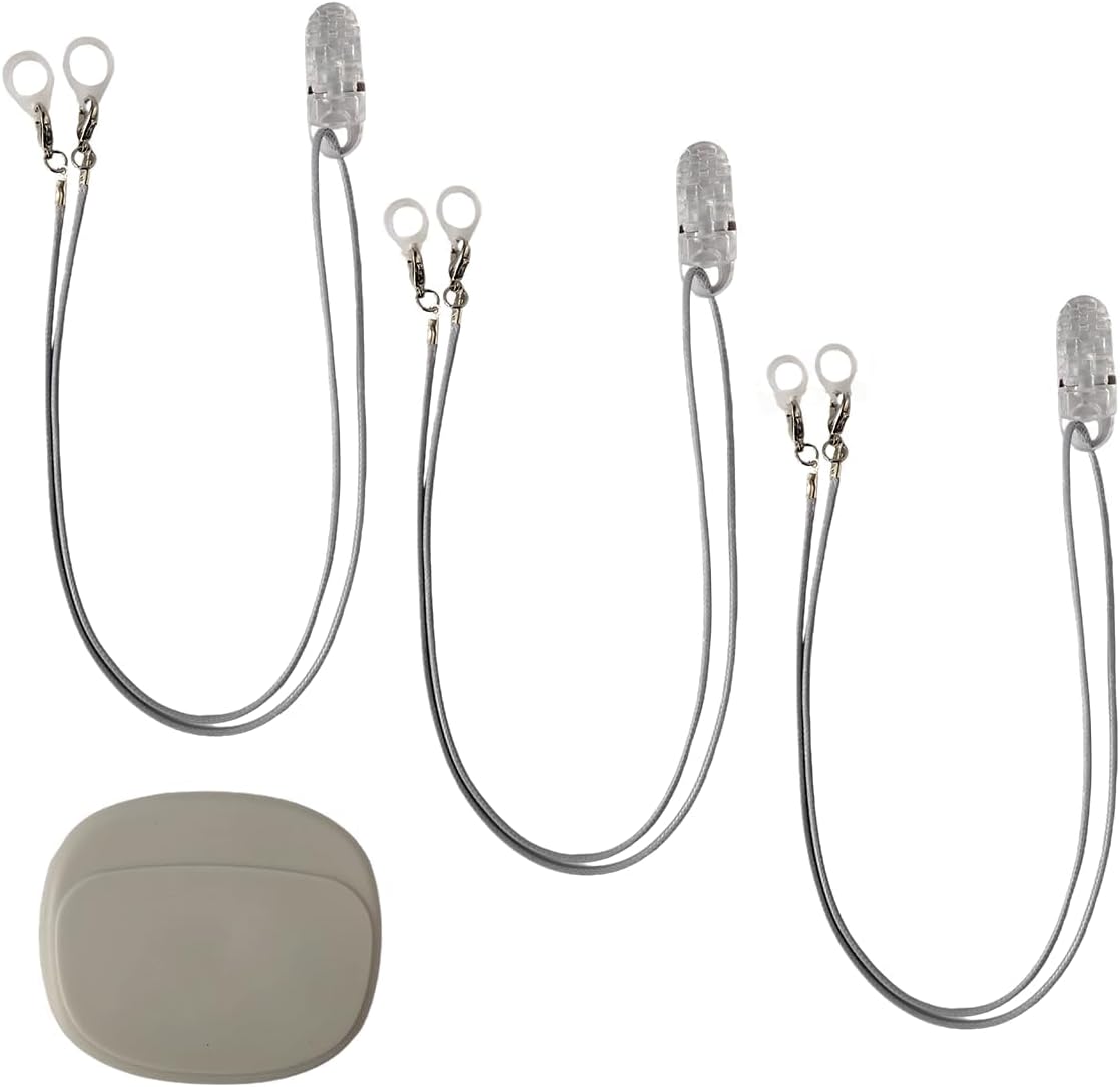 3PCS Elderly Hearing Aid Clip, Anti Loss Lanyard Protector, Hearing Aid Safety Lanyard Kit, Anti-Loss Adjustable Cord with Silicone Loops & Clip for Hearing Aids