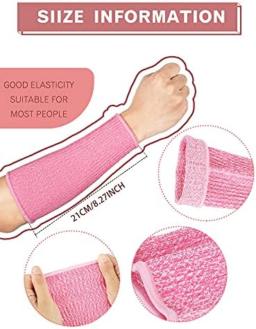 SATINIOR 4 Pairs Cut Resistant Arm Sleeves Level 5 Arm Protectors for Thin Skin and Bruising Safety Protective for Men Women(Grey, Blue, Pink, Yellow)