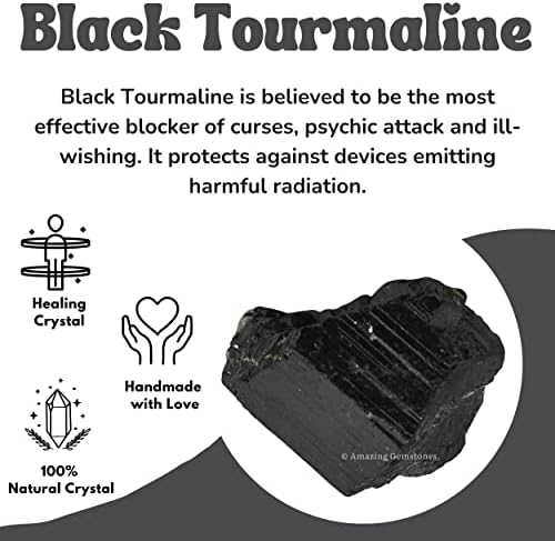 Amazing Gemstone Genuine Black Tourmaline Crystals Stone Raw Protection for Healing, Natural Rocks for Tumbling - Turmalina Negra Original (2 Pieces)