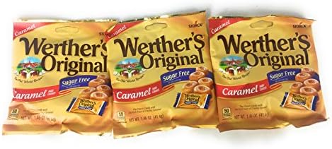 Werther's Original Hard Candies, Sugar Free Caramel, 1.46 Ounce ( 3 bags - packs)
