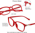 VisionGlobal Blue Light Blocking Glasses for Women Men, Square Frame Computer Reading Glasses(Red,+1.50 Magnification)