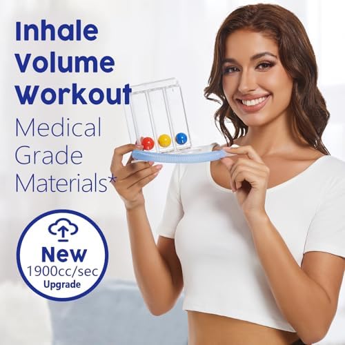 Breathing Exercise Device for Lungs, Lung Exerciser Device, Breathing Trainer– Upgraded Capacity 1900cc/sec, Improves Respiratory Health & Aids Recovery