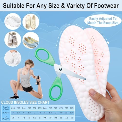 1 Pair Breathable Insoles, 4D Cloud Cushion Insole Foam Arch Shoe Insoles Memory Support Foam Massage Insole for Man Lightweight Sports Comfortable(35-36)