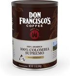 Don Francisco's Premium 100% Colombia Supremo Ground Coffee: Rich, Aromatic 100% Arabica Beans - Family Crafted Flavored Coffee for a Delightful Morning Brew (12 oz Can)