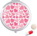 Pink Cute Heart Valentine's Day Travel Pocket Pill case Medicine Drug Storage Box Dispenser Mirror Gift