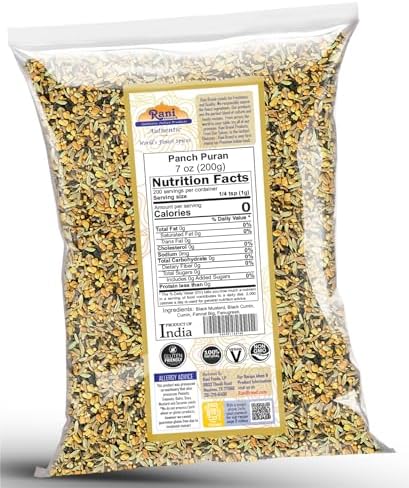Rani Panch Puran (5 Spice) 7oz (200g) ~ All Natural | Vegan | Gluten Friendly | NON-GMO | Indian Origin (Equal Blend of Fenugreek, Mustard, Kalonji/Nigella, Fennel and Cumin)