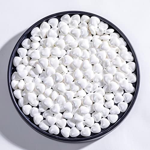 NIPEOR White Heart Sprinkles, Edible Heart 130g/4.6oz, Sugar Pearls & Candy Sprinkles for Cake, Cupcake, Cookie & Dessert Decorating, Holiday Baking & Party Toppers (White)