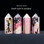 Apengshi Rhodonite Natural Healing Crystal Tower 1.57-1.96in(4-5cm) Faceted Single Point Chakra Crystal Stone Meditation Home Decor Collection Gift
