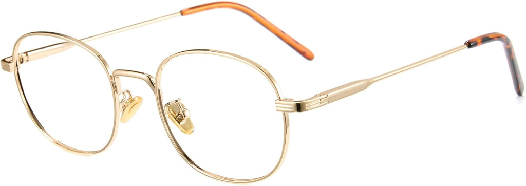 Cyxus Oval Blue Light Blocking Glasses for Women Men,Metal Round Frame Computer Gaming Use Anti Eye Strain 8562