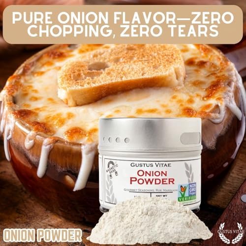 Onion Powder | All Natural, Non GMO | Sustainably Sourced Seasoning, Not Irradiated | Ultra Premium, Single Ingredient Spice | Hand Crafted in Small Batches | Made in USA | GLP-1 Friendly, Gourmet Spice | Gustus Vitae | #15