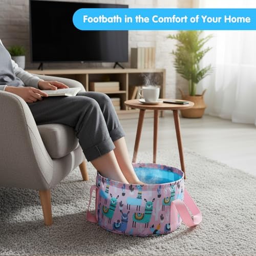 Collapsible Bucket for Soaking Feet - Portable Foldable Foot Bath Tub Spa Basin for Travel, Home Pedicure & Outdoor Camping (Pink)