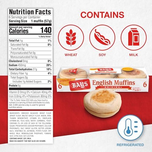 Bays Original English Muffins, 6 count, 12 oz
