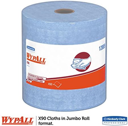 X90 Cloths, Jumbo Roll, 11 1/10 x 13 2/5, Denim Blue, 450/Roll, 1 Roll/Carton