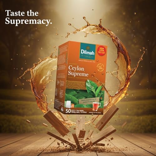 Dilmah Ceylon Supreme Tea - 50 Tea Bags in Foil Pouch - Finest Pure Ceylon Black Tea Box -100g (3.53 oz)