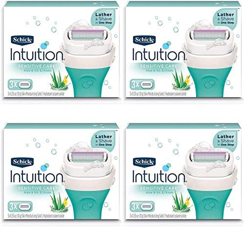 Schick Intuition Pure Nourishment Womens Razor Refills with Coconut Milk and Almond Oil, 3 Count (Pack of 4)