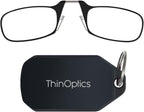 ThinOptics Keychain Case and Readers Rectangular Reading Glasses, Black, 44 mm + 1.5
