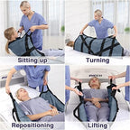 Multipurpose 55" x 36" Positioning Bed Pad with Reinforced Handles - Reusable & Washable Patient Sheet for Turning, Lifting & Repositioning - Double-Sided Nylon Fabric, Gray